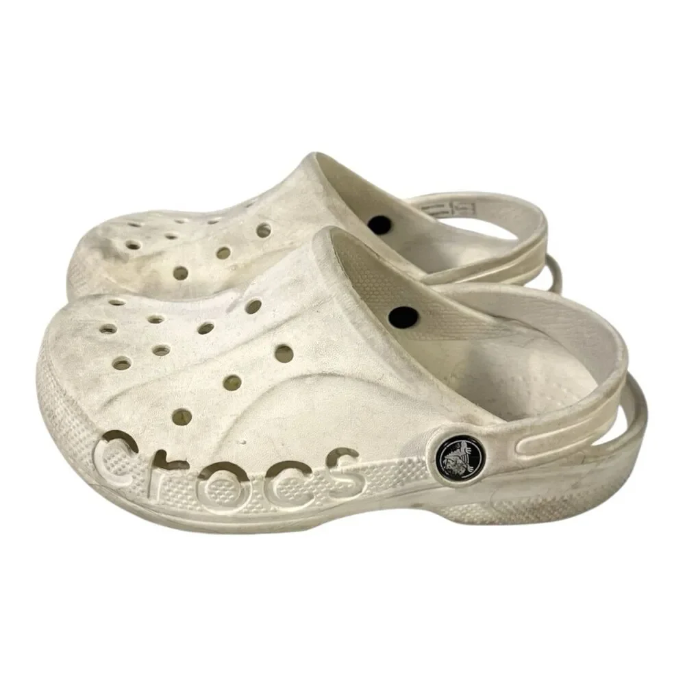 CROCS Baya Clog Slide KIDS White Sz J2 Sandals Water Shoes Waterproof Outdoors